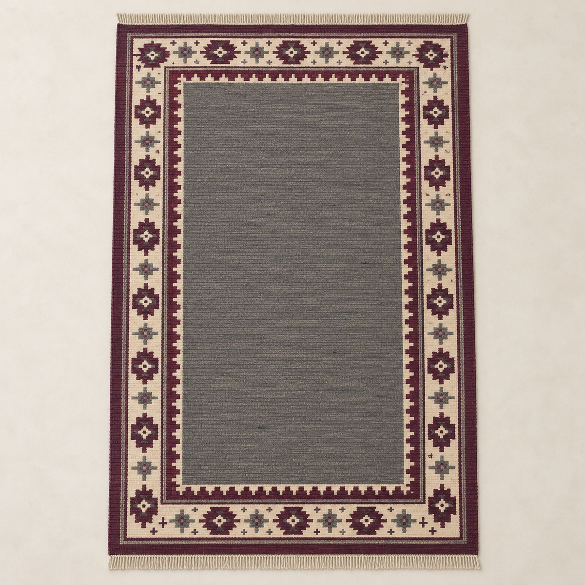 Dusk Border Shataranji — Plum & Slate