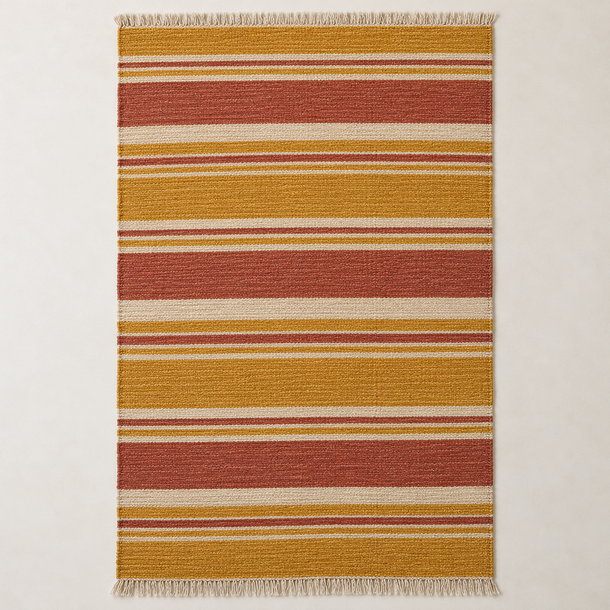 Harvest Stripe Shataranji — Mustard & Terracotta