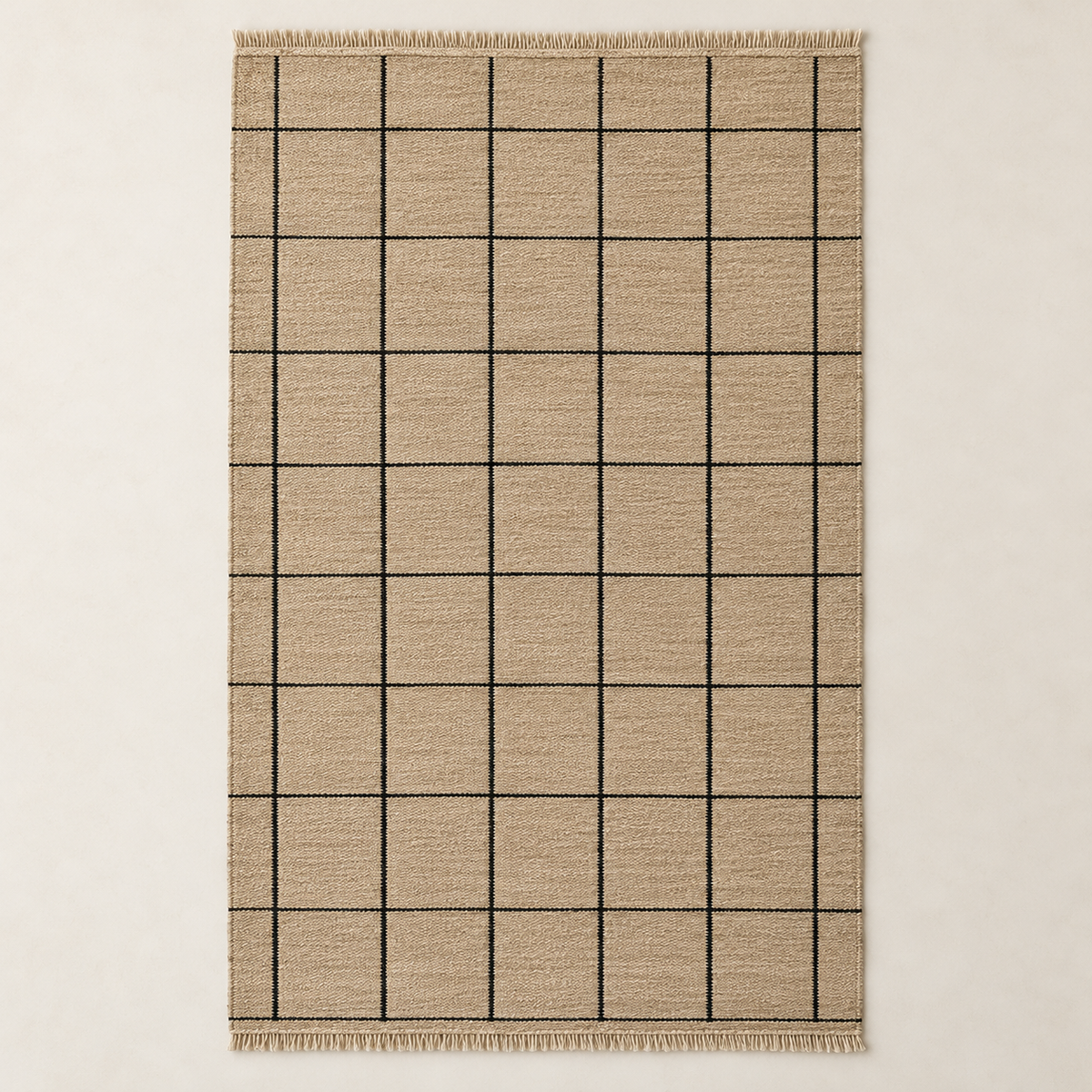 Quiet Sand Shataranji — Beige & Black Grid